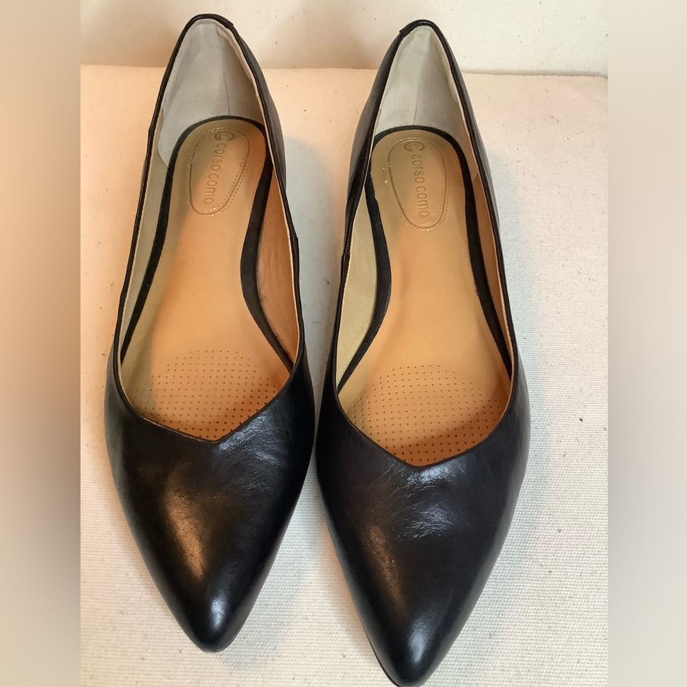 CORSO COMO JULIA BLACK GENUINE LEATHER BALLET POINTED TOE FLATS SIZE 9 M